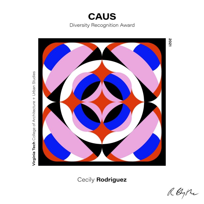 Logo for a CAUS Diversity Recognition Award for Cecily Rodriguez.
