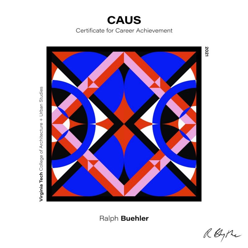 Logo for a CAUS Certificate for Career Achievement for Ralph Buehler.