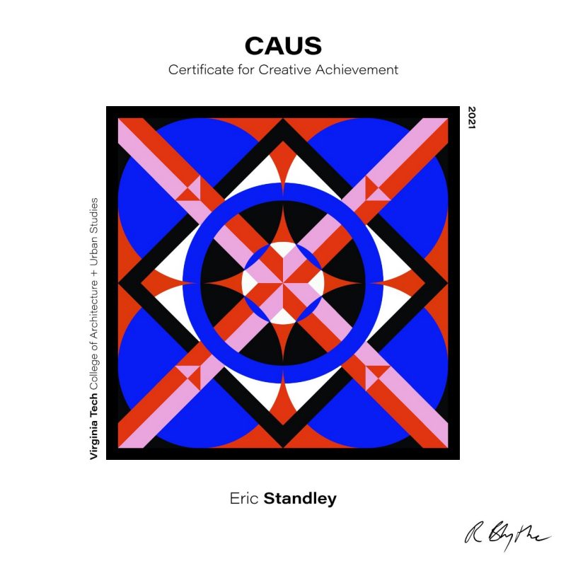 Logo for a CAUS Certificate for Creative Achievement for Eric Standley.