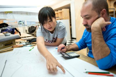 Student and faculty working on design together at the Washington-Alexandria Architecture Center.