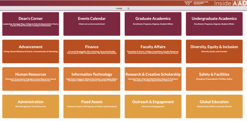 Screenshot of Inside AAD homepage