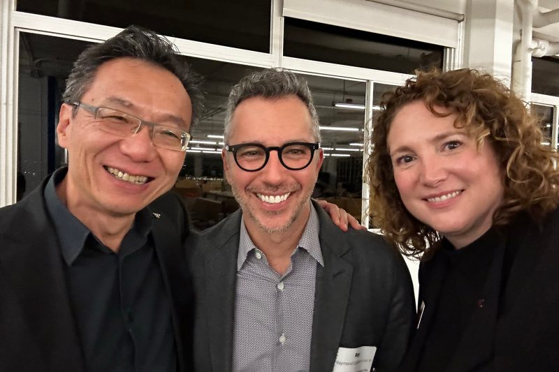 Dean Liu with an alum and Julia Allen.