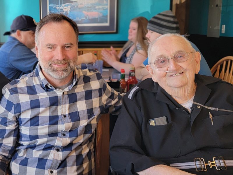 Matthew Pearson with his grandfather