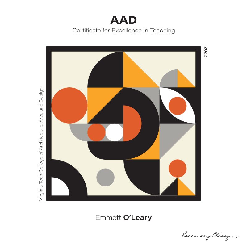 Award graphic designed by SOVA for Emmett O'Leary