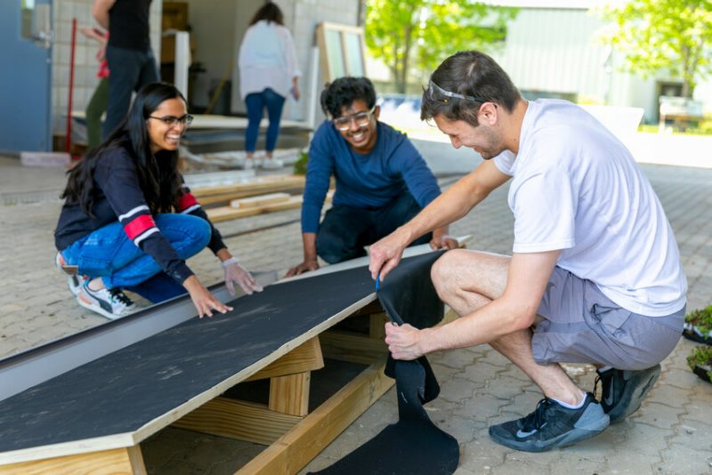 Undergrad and graduate students from the College of Architecture and Urban Studies designing and fabricating a full scale greenhouse to showcase innovative building materials.