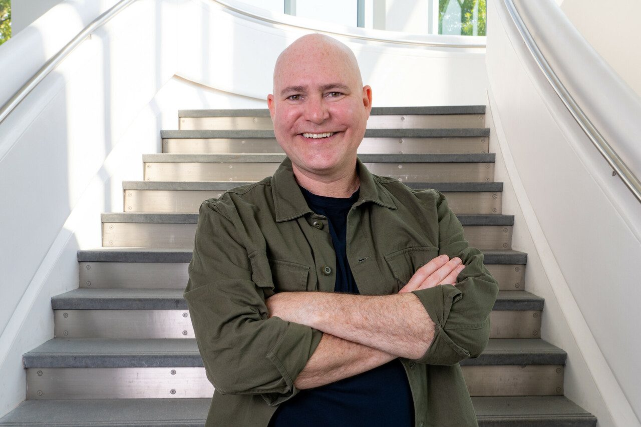 Doug Cockle headshot in the Center for the Arts at Virginia Tech.