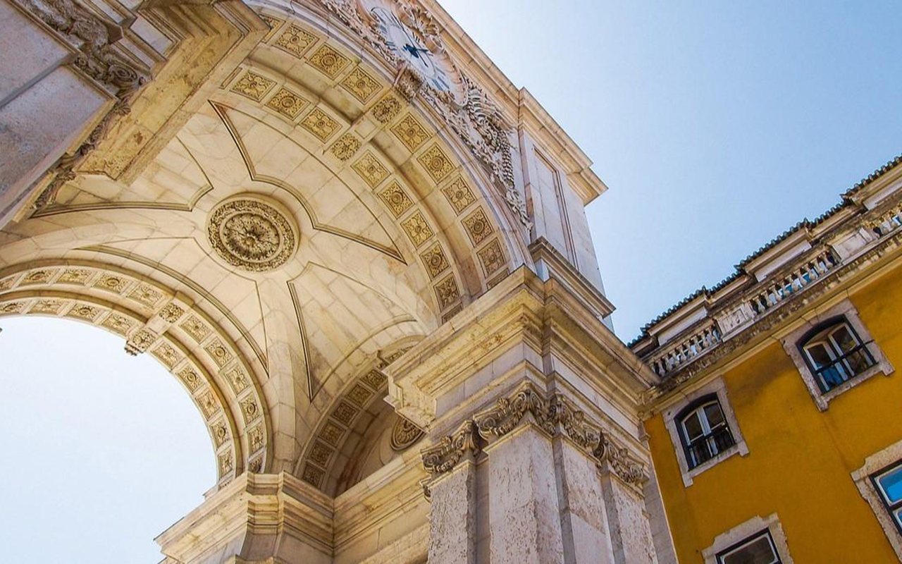 Exterior buildings in Lisbon.