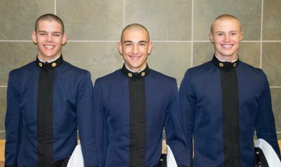 From left to right are Cadets Thomas DiBiaso, Brandon Boccher, and Philip Anderson.