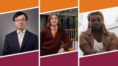 Three students, winners of the 2025 Yee Prize for musical composition.