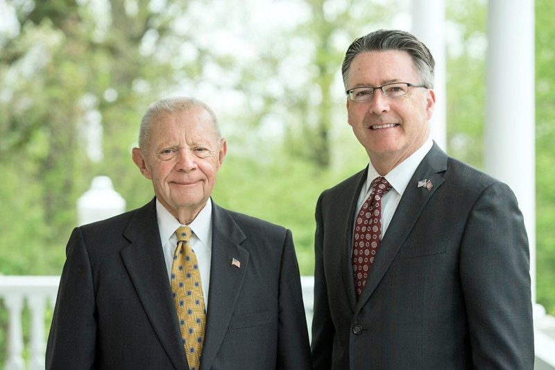 Russell HItt and Virginia Tech President Tim Sands
